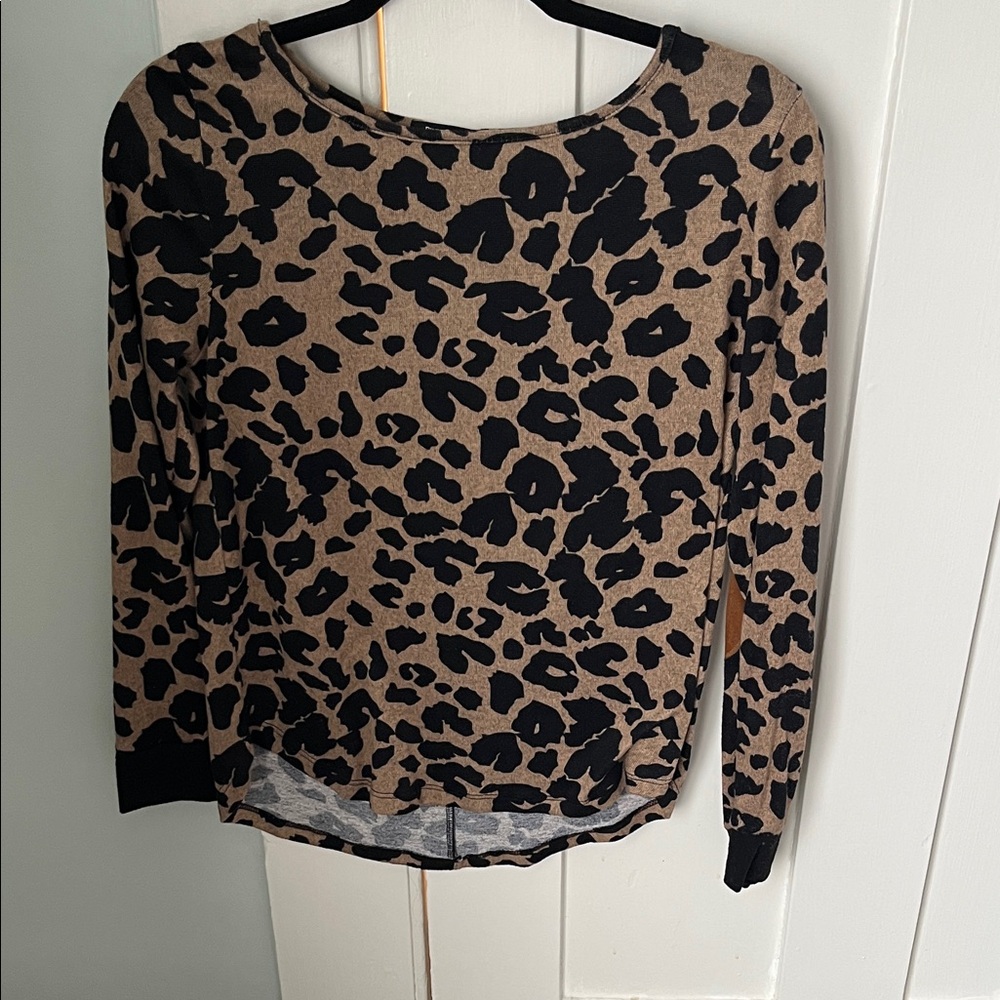 Pink Clover Black and Brown Animal Print Long Sleeve Top